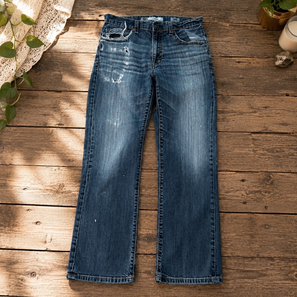 BKE Jake Mens 31R Straight‎ Leg Jeans Distressed Y2K 2000s Grunge Skater
